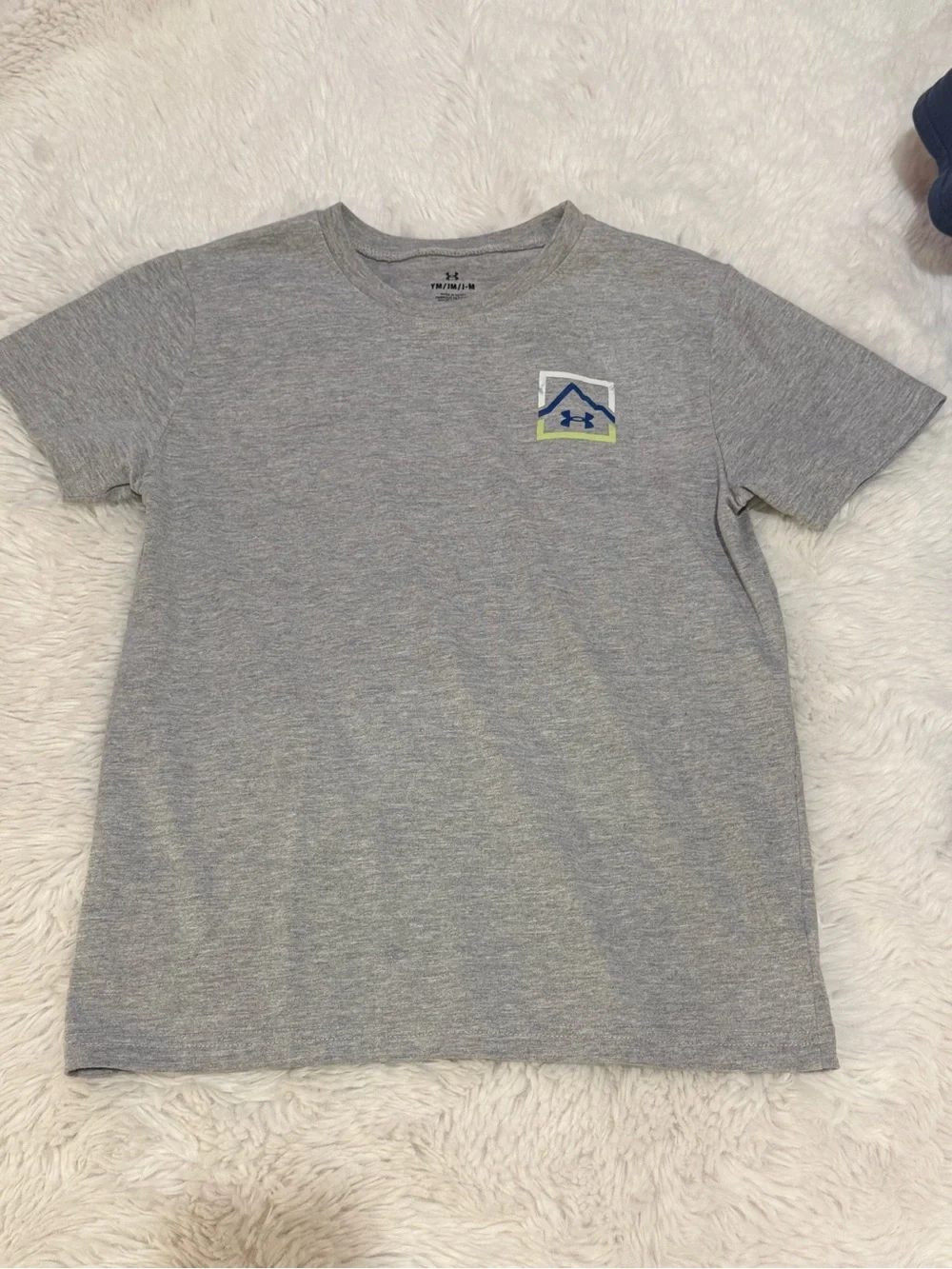 Under Armour Gray Short-Sleeve Logo Tee with Blue Accent